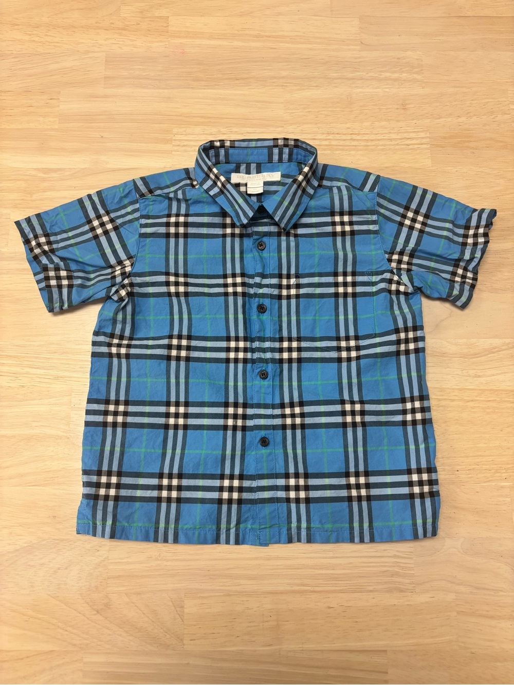 Burberry blue short sleeve plaid button down